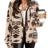 Zara | Chaqueta polar acogedora para mujer con diseño western azteca, estilo cálido y casual