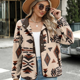 Zara | Chaqueta polar acogedora para mujer con diseño western azteca, estilo cálido y casual