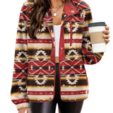 Zara | Chaqueta polar acogedora para mujer con diseño western azteca, estilo cálido y casual