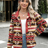 Zara | Chaqueta polar acogedora para mujer con diseño western azteca, estilo cálido y casual