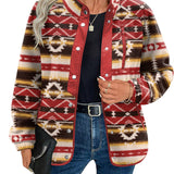 Zara | Chaqueta polar acogedora para mujer con diseño western azteca, estilo cálido y casual