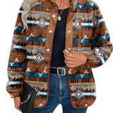 Zara | Chaqueta polar acogedora para mujer con diseño western azteca, estilo cálido y casual