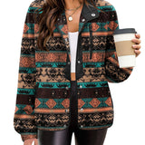Zara | Chaqueta polar acogedora para mujer con diseño western azteca, estilo cálido y casual