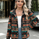Zara | Chaqueta polar acogedora para mujer con diseño western azteca, estilo cálido y casual