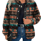 Zara | Chaqueta polar acogedora para mujer con diseño western azteca, estilo cálido y casual