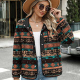 Zara | Chaqueta polar acogedora para mujer con diseño western azteca, estilo cálido y casual