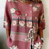 Alvina | Blusa de mujer con escote redondo y lazo lateral casual y estilosa