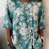 Alvina | Blusa de mujer con escote redondo y lazo lateral casual y estilosa