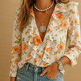 Elora | Blusa ligera de mujer con volantes y motivo de mariposas