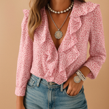 Elora | Blusa ligera de mujer con volantes y motivo de mariposas