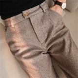 Elaris - Pantalones harem femeninos de lana para otoño e invierno