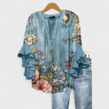 Lucy | Blusa Impresa para Mujeres con Mangas Voladas