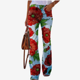 Oliwia - Pantalones acampanados de moda con patrones florales y artísticos únicos