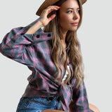 Helen | camisa de mujer de franela oversize a cuadros para el otoño