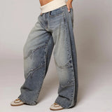 Mabel | Jeans baggy para mujer con pierna ancha estilo Y2K, con cinturilla acanalada