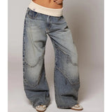 Mabel | Jeans baggy para mujer con pierna ancha estilo Y2K, con cinturilla acanalada