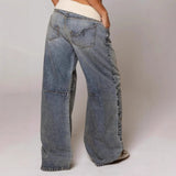 Mabel | Jeans baggy para mujer con pierna ancha estilo Y2K, con cinturilla acanalada