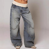 Mabel | Jeans baggy para mujer con pierna ancha estilo Y2K, con cinturilla acanalada