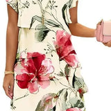 Rosie | Vestido de Chifón Floral con Capas