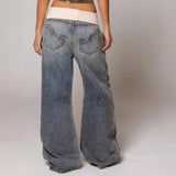 Mabel | Jeans baggy para mujer con pierna ancha estilo Y2K, con cinturilla acanalada