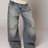 Mabel | Jeans baggy para mujer con pierna ancha estilo Y2K, con cinturilla acanalada