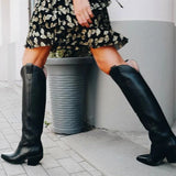 Calista - Botas vaqueras de mujer sobre la rodilla – clásicas botas negras estilo western