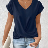 Sandra | Top Elegante con Detalle Torcido en el Frente y Escote en V