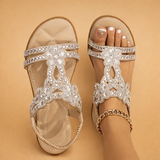 Lanna | sandalias elegantes para mujer adornadas con cristales, calzado de verano para la noche
