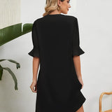 Amy | Vestido Casual Suelto con Pliegues a la Altura de la Rodilla