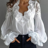 Ilvara - Blusa de Encaje Elegante para Mujeres