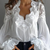 Ilvara - Blusa de Encaje Elegante para Mujeres