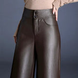Ottilie - Pantalones de cuero sencillos y clásicos para mujer